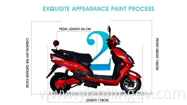 Fashion Fast Speed Design Durable Electric Motorcycle Scooter Adult Two-wheel Scooter Ce 200kg Disc Brake 800-1200w 180*50cm